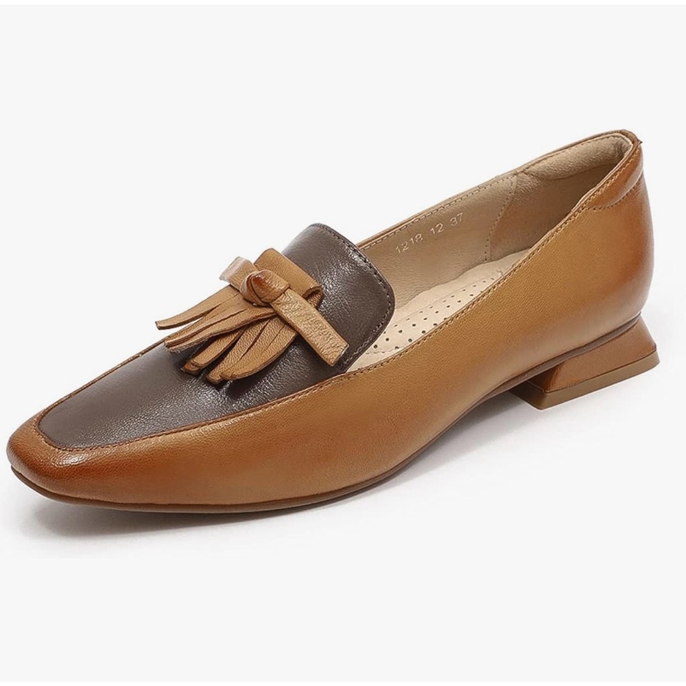 Mona flying Women's Leather Square Toe Penny Loafers